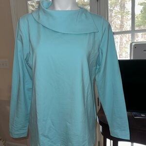 Talbots Blue Boxy Blouse with Sailor Collar and Long Sleeves